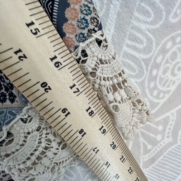 XHILARATION OPEN FRONT CARDIGAN TOP OVERSIZED COVER UP LACE PRINT PINK BLUE EUC - Picture 7 of 11